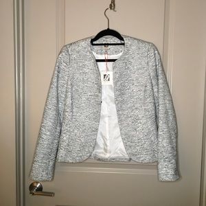 Anne Klein NWT Tweed Jacket Size 6 Collarless Hip-Length ✅